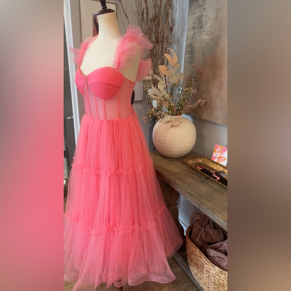 NWT Ava Gowns ‘Mia dress’ coral pink tulle corset dress size 10 - Picture 10 of 15